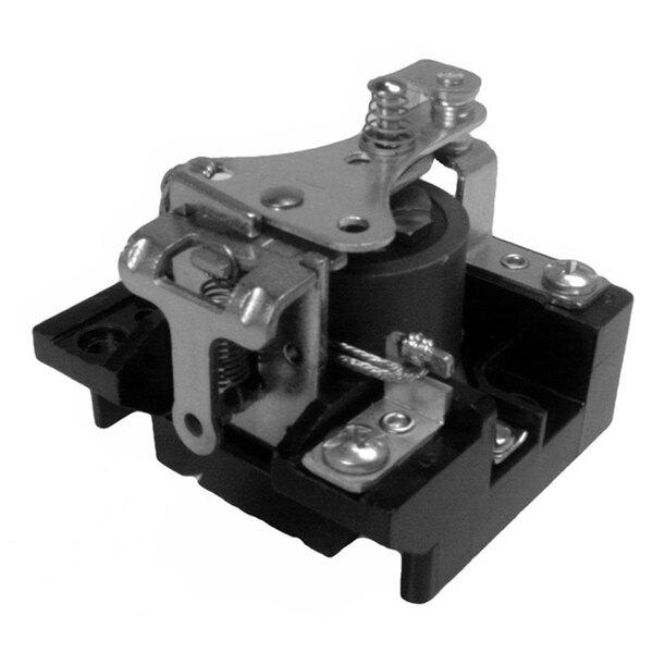 A small black electrical switch.