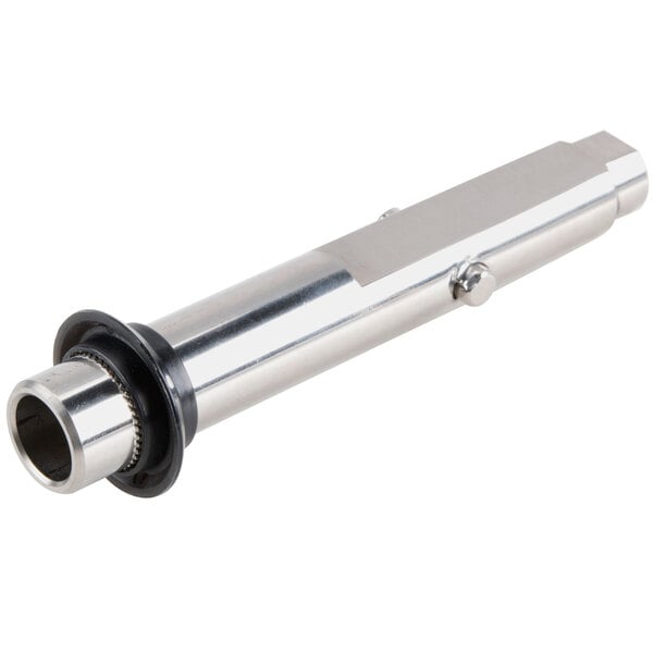 A stainless steel motor sheath with a black rubber ring.