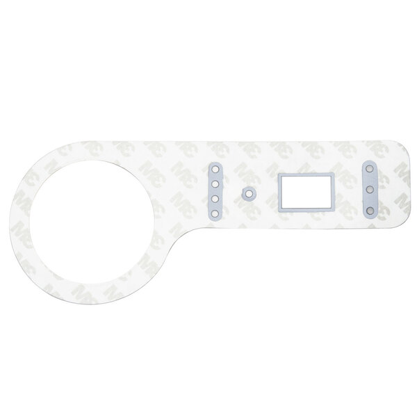 A white rectangular decal with grey and silver text.