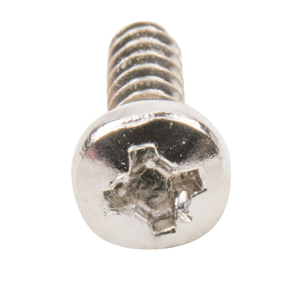 A close-up of a Waring screw with a metal head.