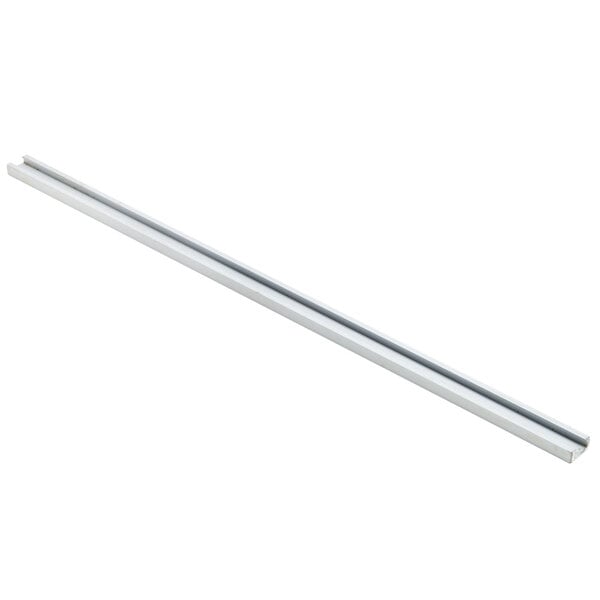 A long white metal bar with a white background.