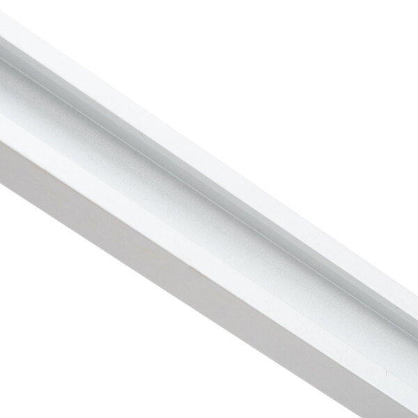 A white rectangular metal bar with a white background.