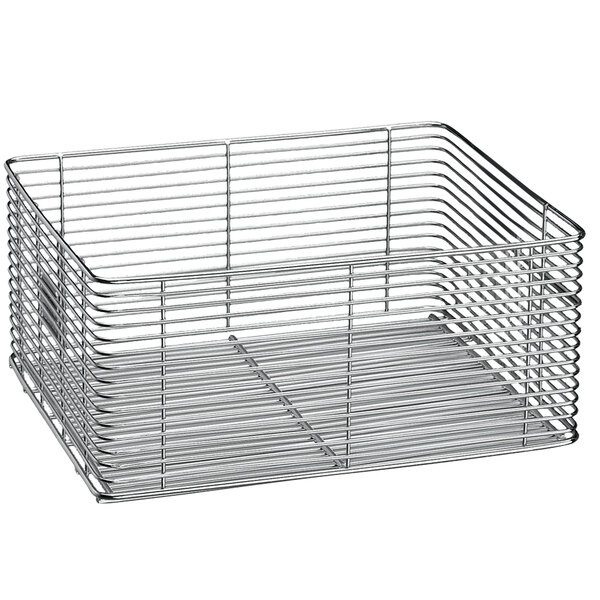A Waring full size wire fryer basket without a handle.