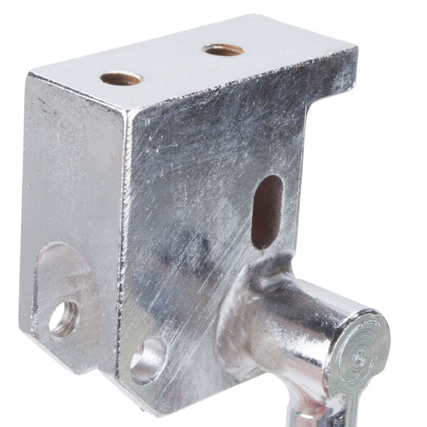 A metal hinge with a keyhole.