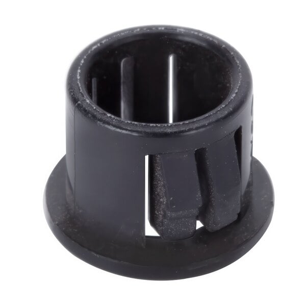 A black plastic Waring snap bushing with two holes.