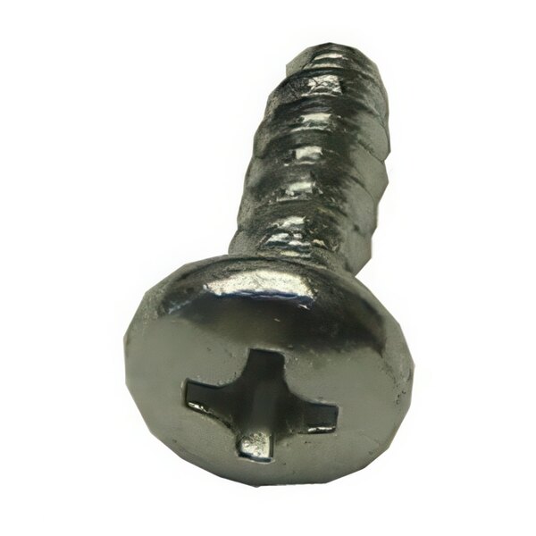 A close-up of a Waring screw with a metal head.