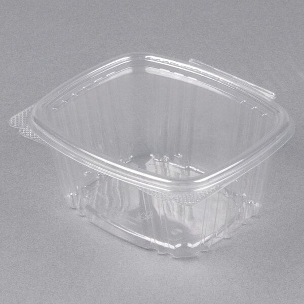 5.38"  x 4.5"  x 3.0" Clear Hinged Deli Fruit Salad Candy Nut Container 16 oz 