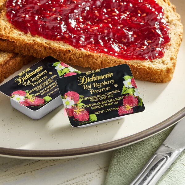 Dickinson's Pure Cascade Mountain Red Raspberry Preserves .5 oz. Portion Cups - 200/Case