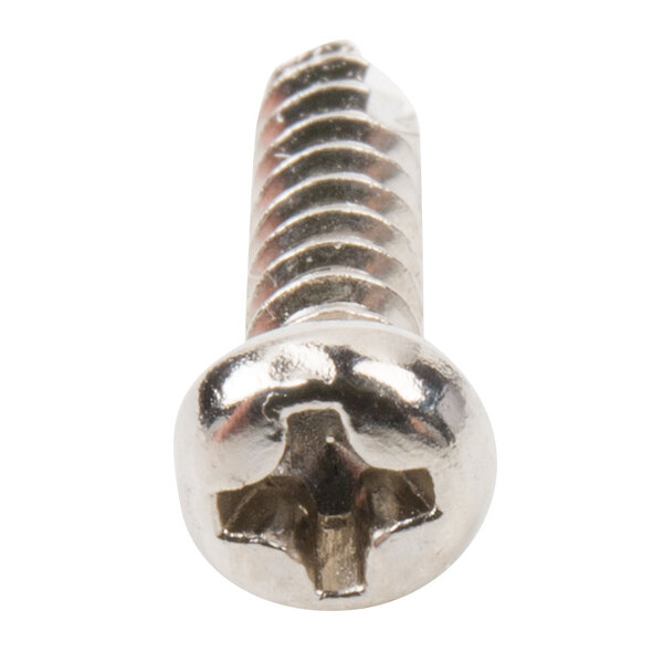 A close-up of a Waring screw with a metal head.