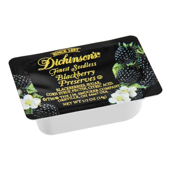 Dickinson's .5 oz. Seedless Blackberry Preserves Portion Cups - 200/Case