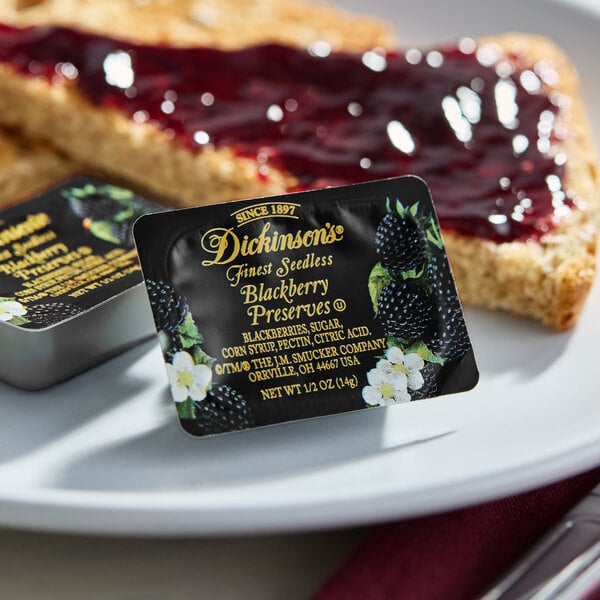 Dickinson's .5 oz. Seedless Blackberry Preserves Portion Cups - 200/Case