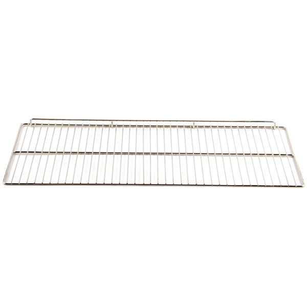 An Avantco stainless steel rack with a wire grid on it.