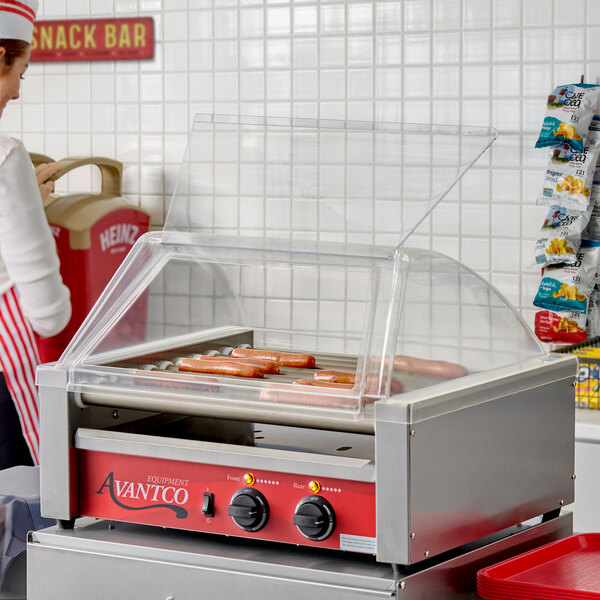 Avantco RG1830SG 30 Hot Dog Roller Grill Sneeze Guard