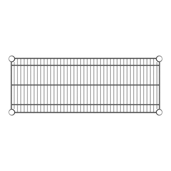 A black metal rack with round metal rods.