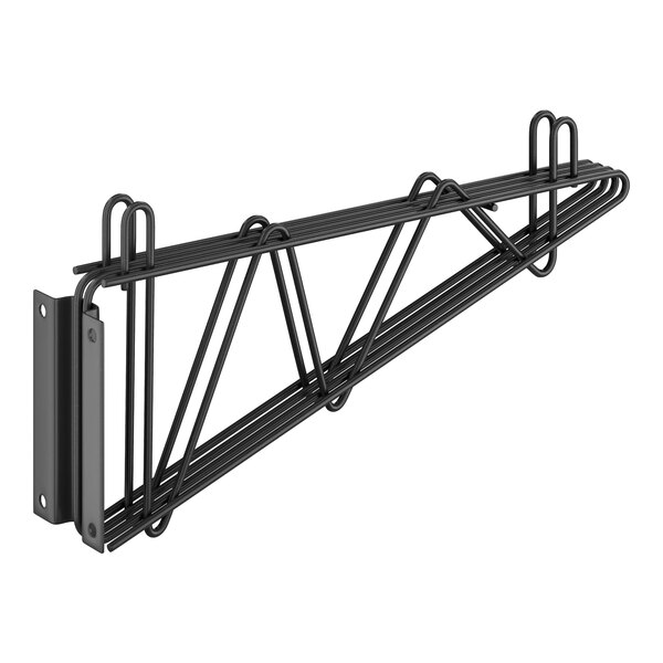 A black metal Regency double wall mounting bracket with two hooks.