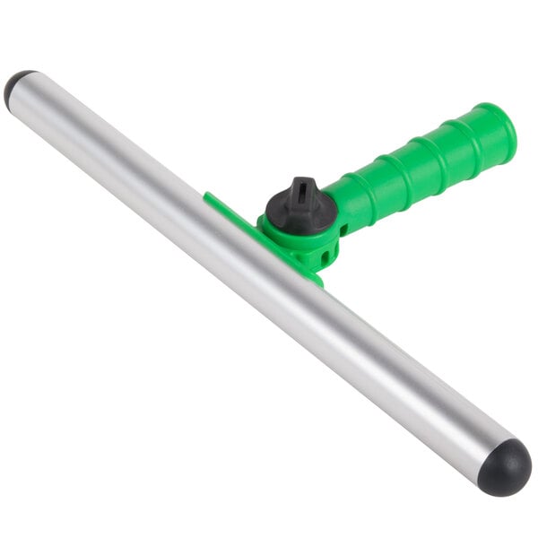 A green and black plastic Unger SwivelStrip handle.