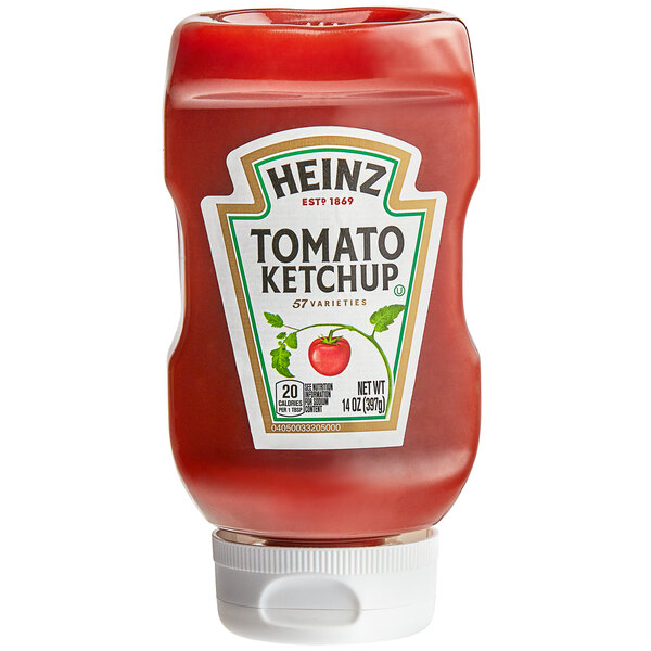 Heinz 14 oz. Upside Down Squeeze Bottle Ketchup - 16/Case