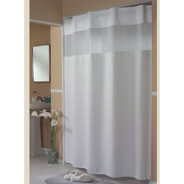 White Mini Waffle Shower Curtain, Shower Curtain With Window
