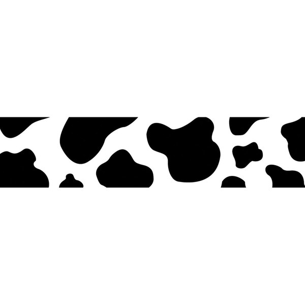 A white border sticker with black cow spots.