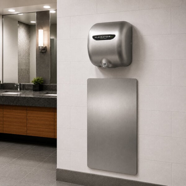 Excel 89S XLERATOR® Stainless Steel Antimicrobial Wall Guard for Hand Dryers - 2/Pack