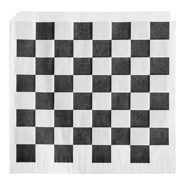A black and white checkered paper liner or deli wrap.