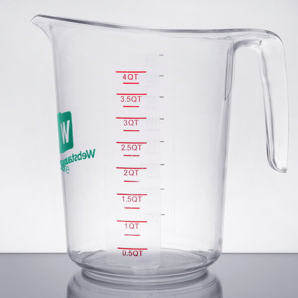 Choice 1 Qt. (4 Cups) Clear Plastic Measuring Cup with Graduations