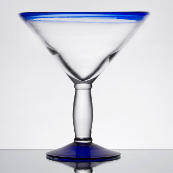 Case of 12 Aruba Blue Rim Margarita Glass 16 oz Libbey 92315 Dishwasher Safe