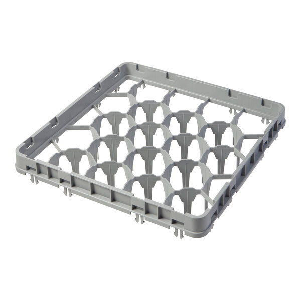 A gray plastic glass rack extender with 20 compartments for holding glassware.