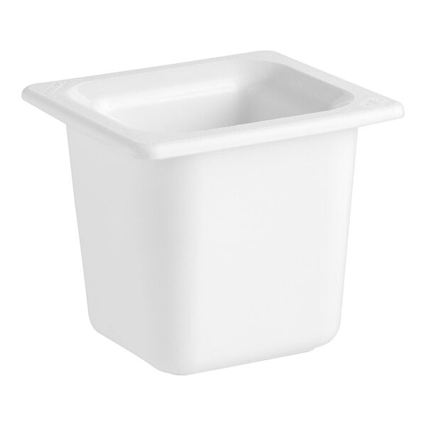 A white Carlisle Coldmaster food pan with a square top.