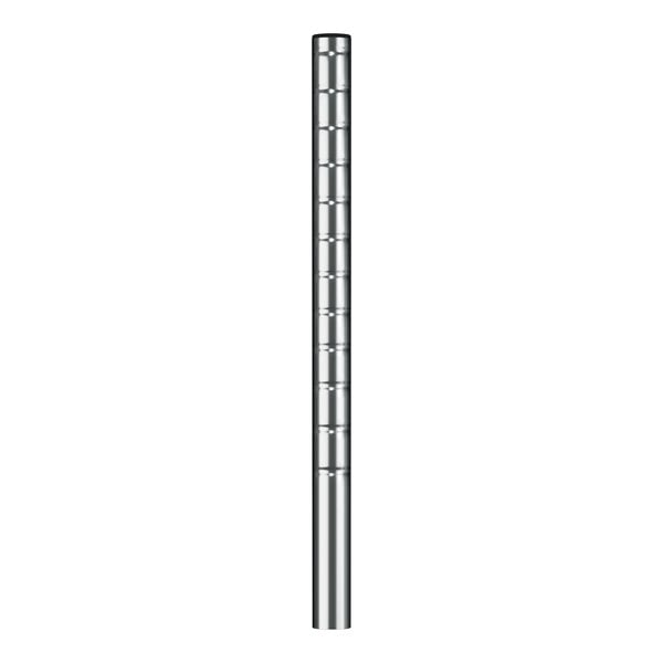 A silver metal tube with holes.