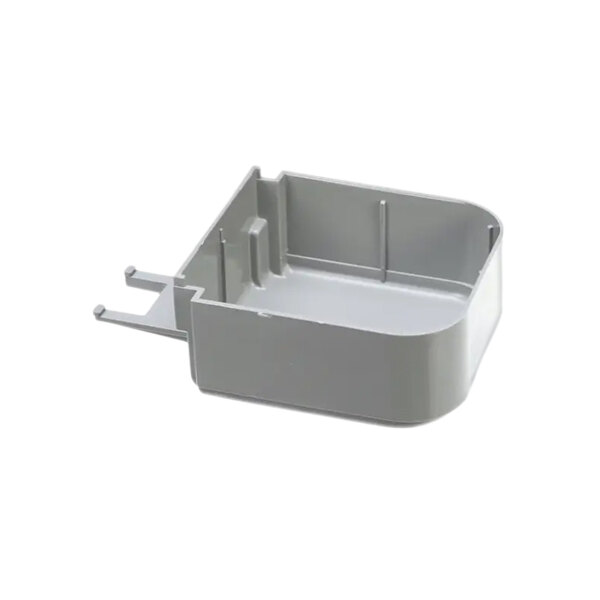 A grey plastic drip tray for a Grindmaster-Cecilware Arctic Compact beverage dispenser with a hole.