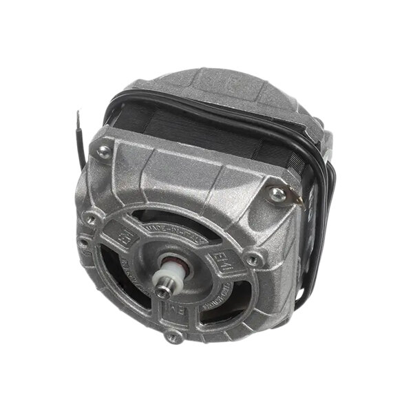 A small metal device with a black cord and black cover over the motor.
