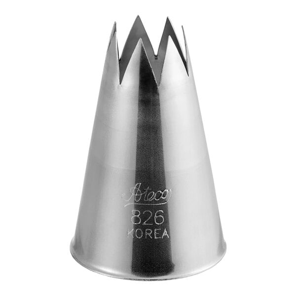 An Ateco metal nozzle with a star shaped tip.