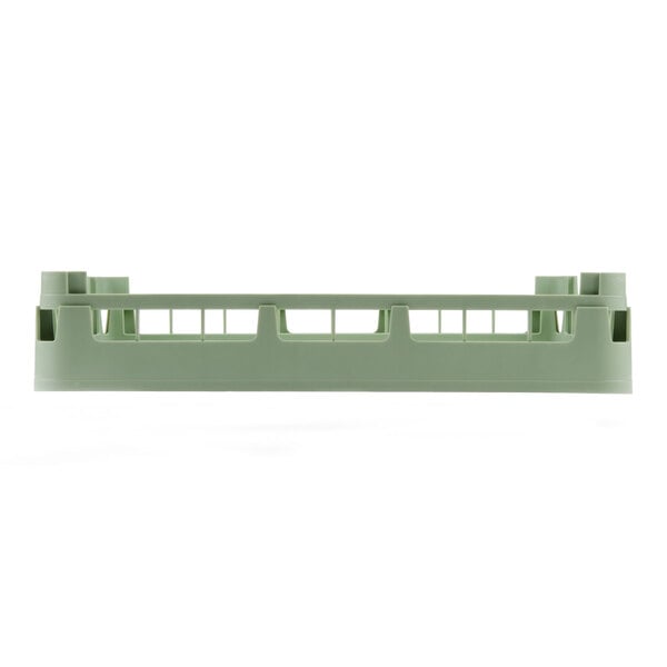 A light green plastic Vollrath open rack with 2 holes.