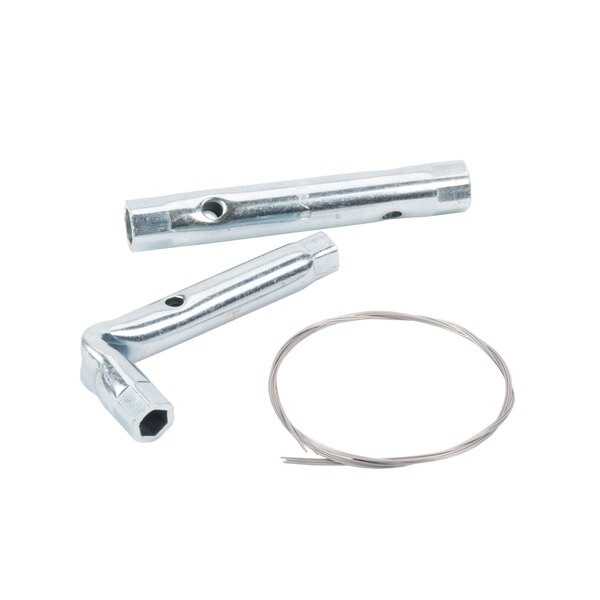 An anodized aluminum Matfer Bourgeat French bread pan with two long, narrow compartments.