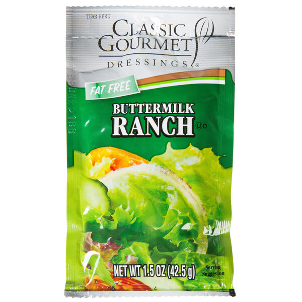 Classic Gourmet Fat Free Ranch Dressing 1.5 oz. Portion Packet 60/Case
