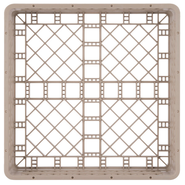 A beige rectangular plastic rack with a grid pattern.