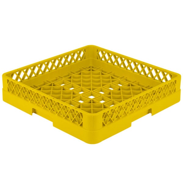 A Vollrath Traex yellow plastic rack with open squares.