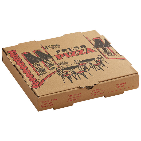 Premium Quality 12 INCH PIZZA BOX Take Away Fast Food Brown Printed Colour x 50 