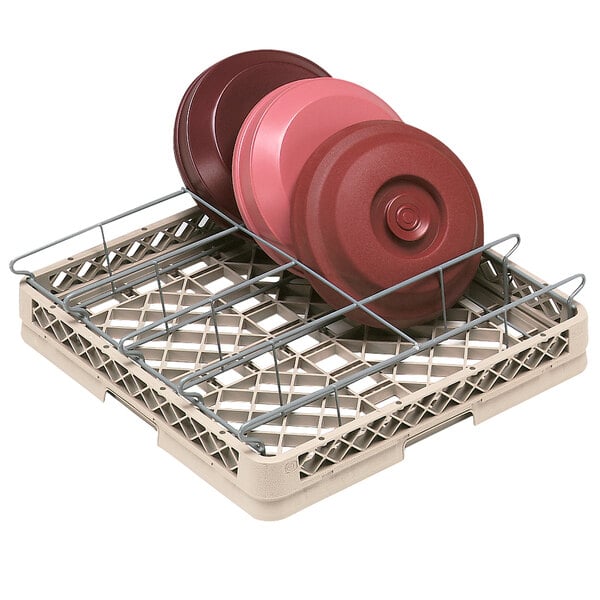 A Vollrath Traex insulated tray rack with plates on it.