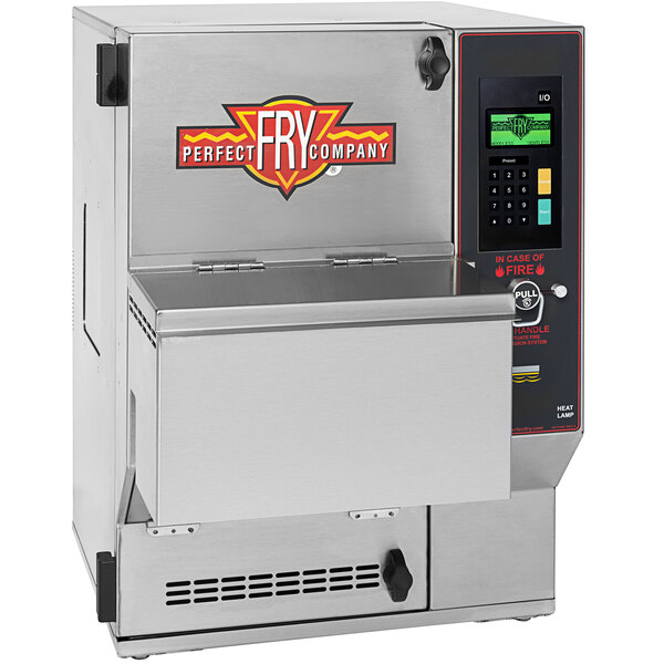 A Perfect Fry countertop fryer with a digital display and button.