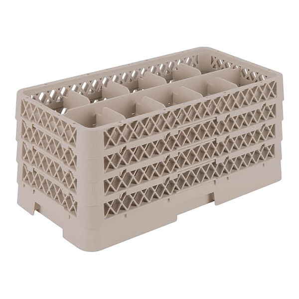 A beige half-size glass rack with 10 compartments and a lattice design.