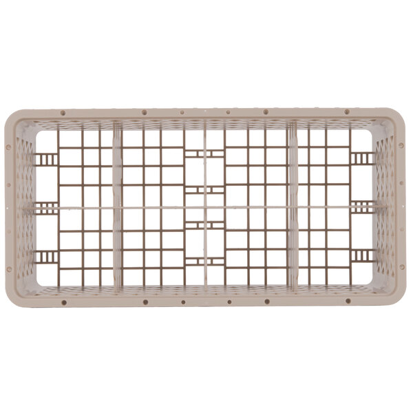 A beige plastic Vollrath Traex glass rack with 10 compartments.