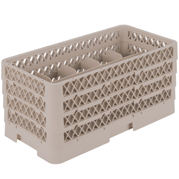 A beige plastic Vollrath Traex glass rack with 10 compartments.