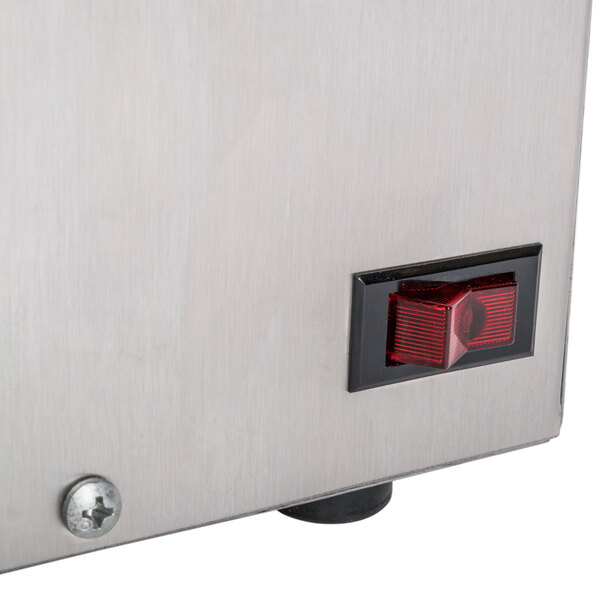 A black rectangular Nemco Hot Dog Bun Warmer with a red light.