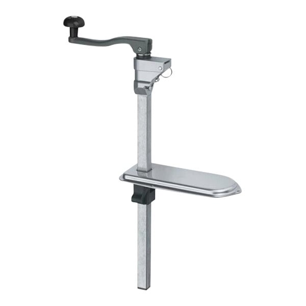 A Vollrath Redco Premium Can Opener with a silver rectangular metal bar and black handle.