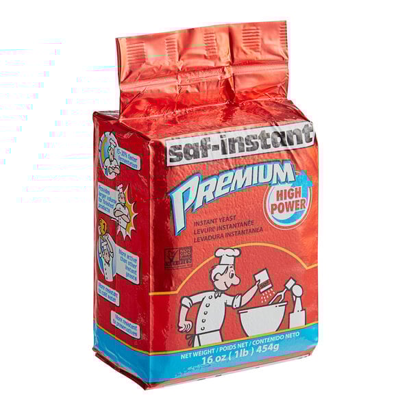 A red bag of Lesaffre SAF-Instant Premium Yeast.