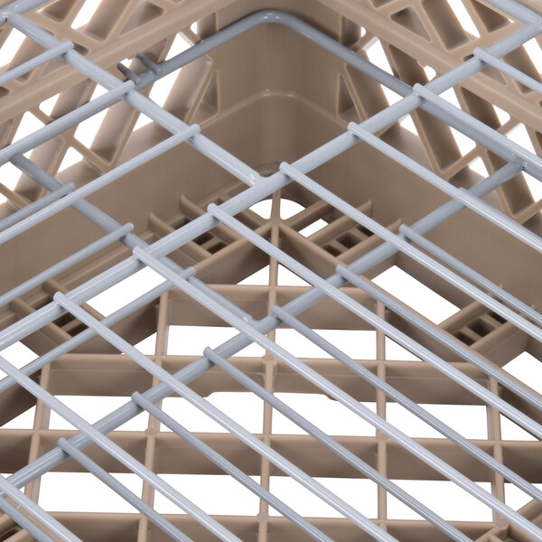 A plastic basket with metal rods.