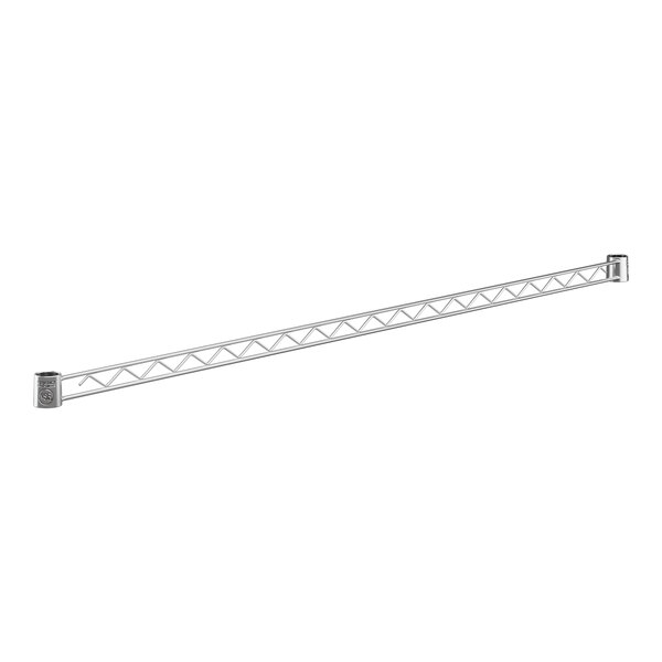 A long metal beam with holes on a white background.