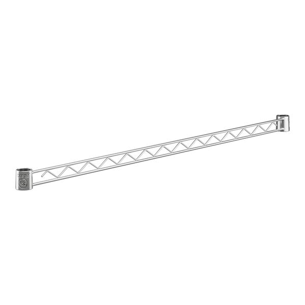 A long metal truss with holes in a chrome bar.